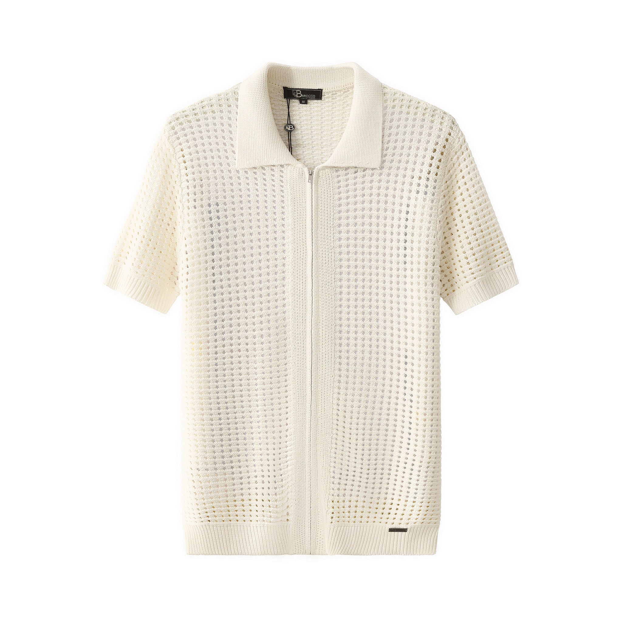 Breeze Mesh Zip Knit SS Shirt IVORY