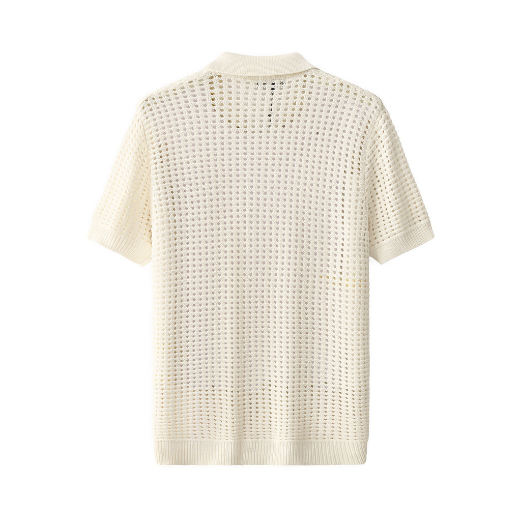 Breeze Mesh Zip Knit SS Shirt IVORY