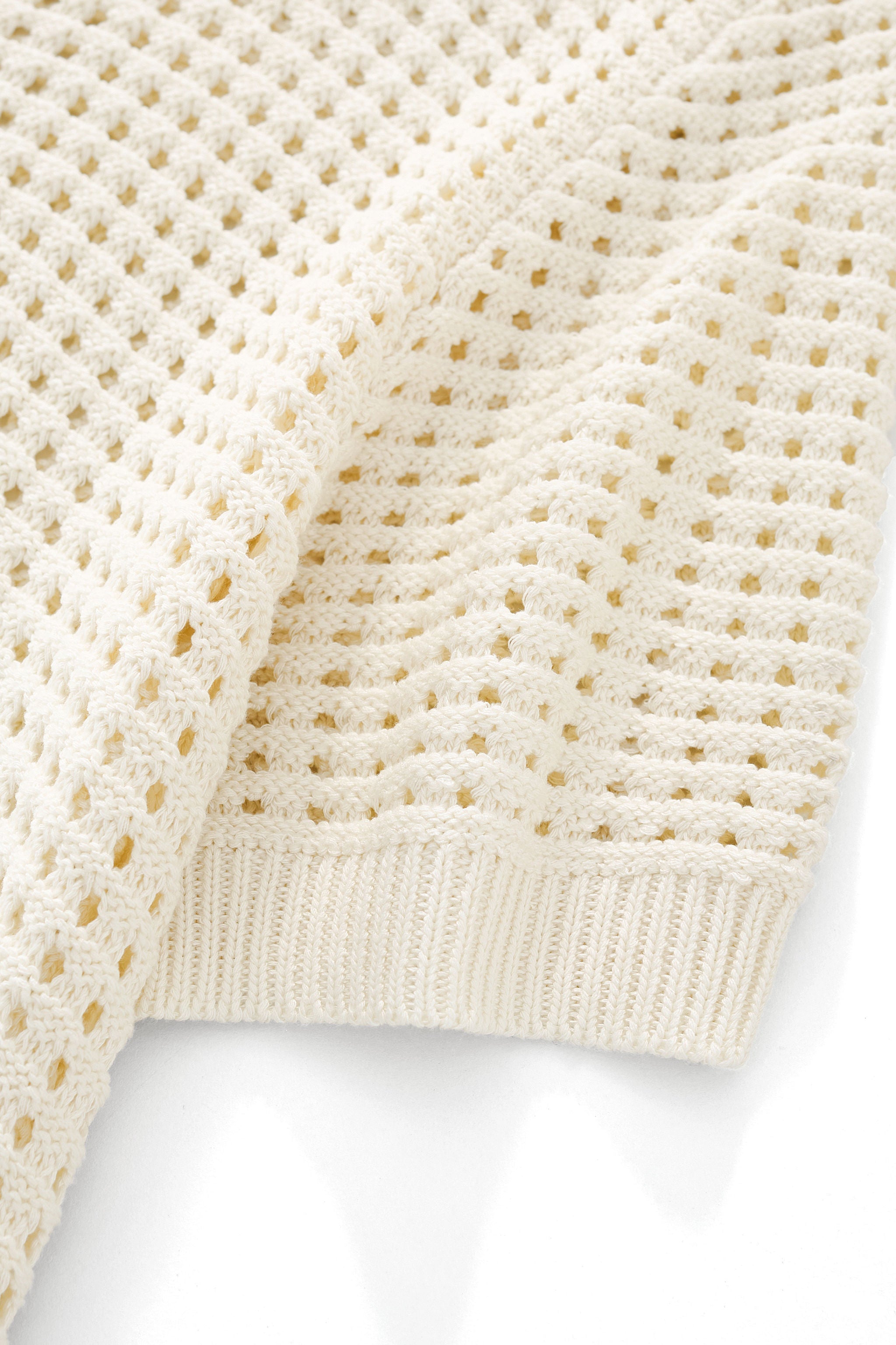 Breeze Mesh Zip Knit SS Shirt IVORY