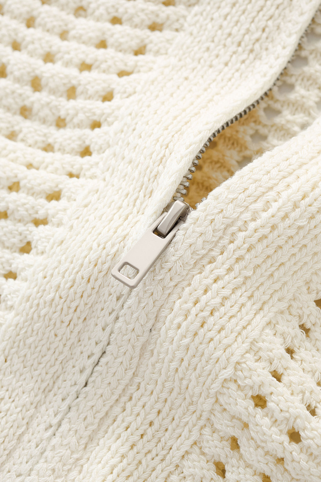Breeze Mesh Zip Knit SS Shirt IVORY