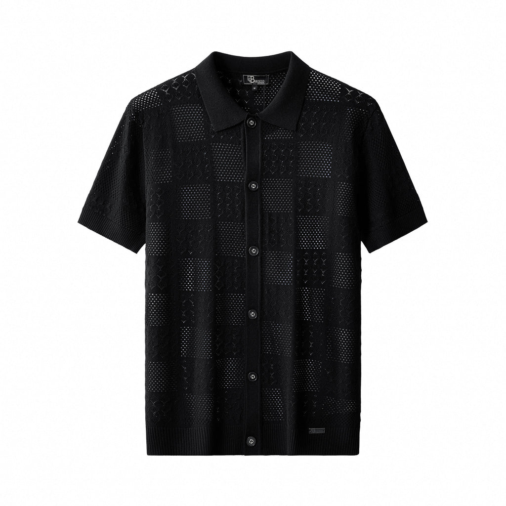 Monaco Mesh Knit SS Shirt BLACK
