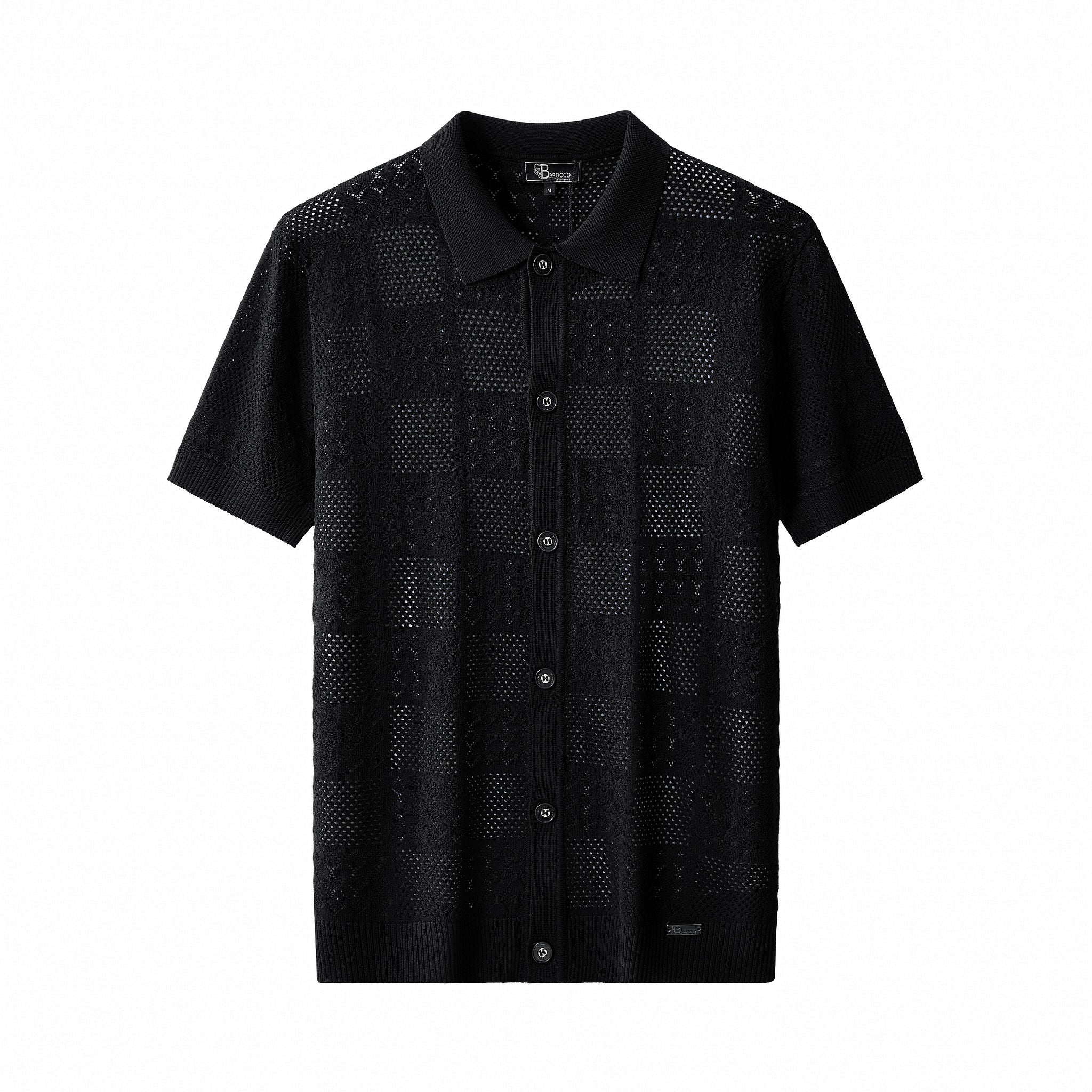 Monaco Mesh Knit SS Shirt BLACK
