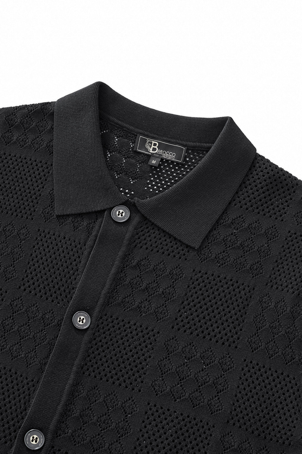 Monaco Mesh Knit SS Shirt BLACK