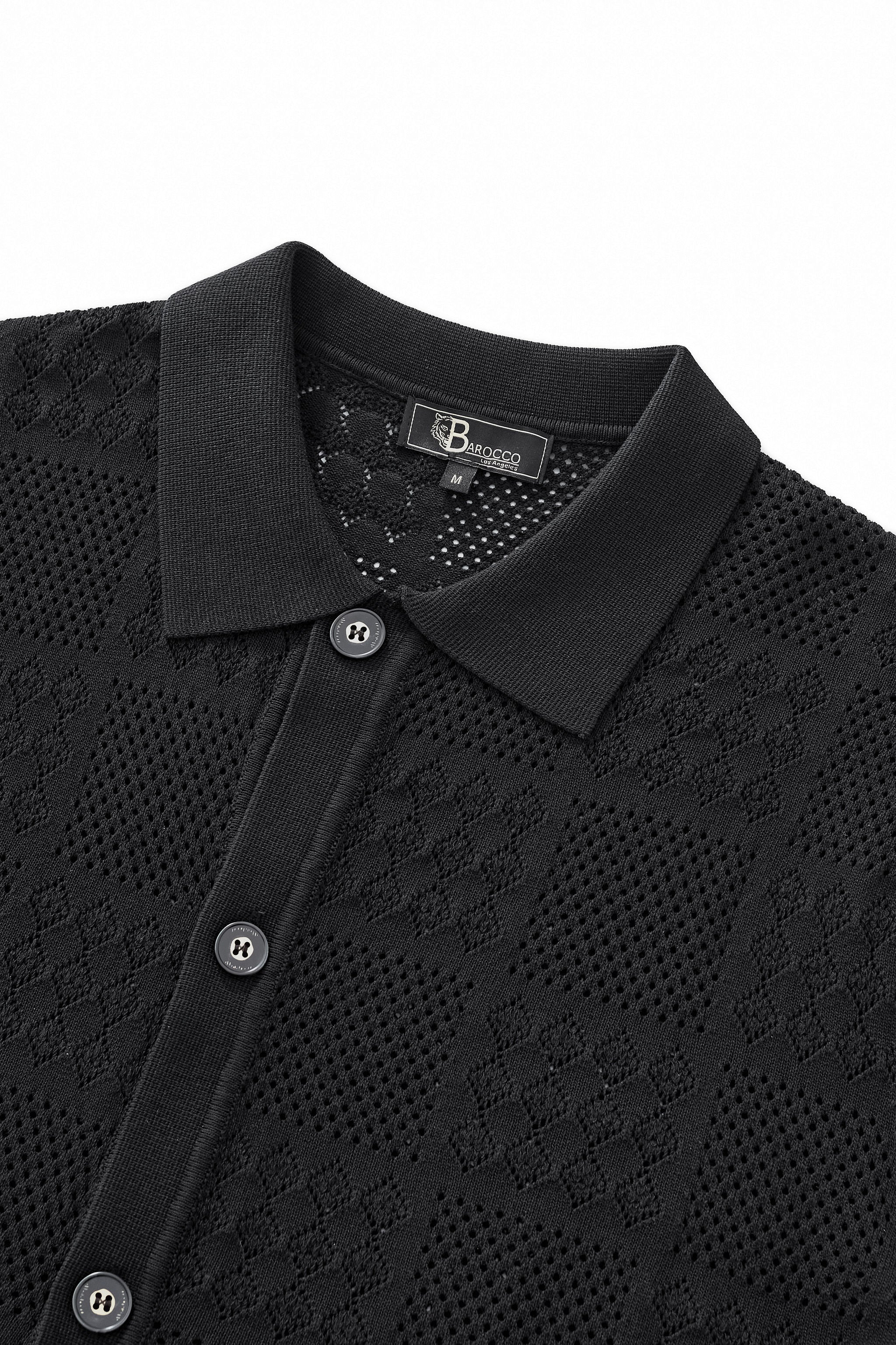 Monaco Mesh Knit SS Shirt BLACK