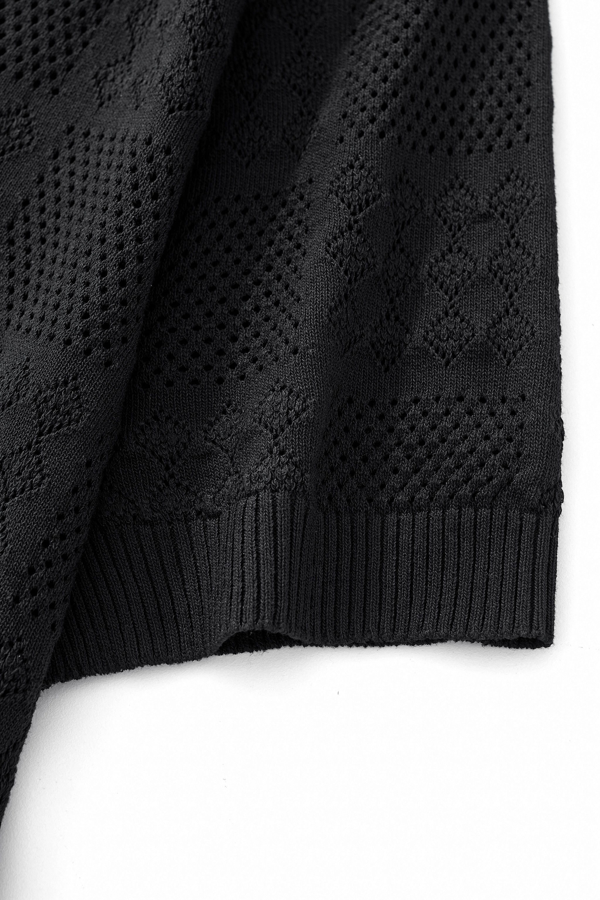 Monaco Mesh Knit SS Shirt BLACK