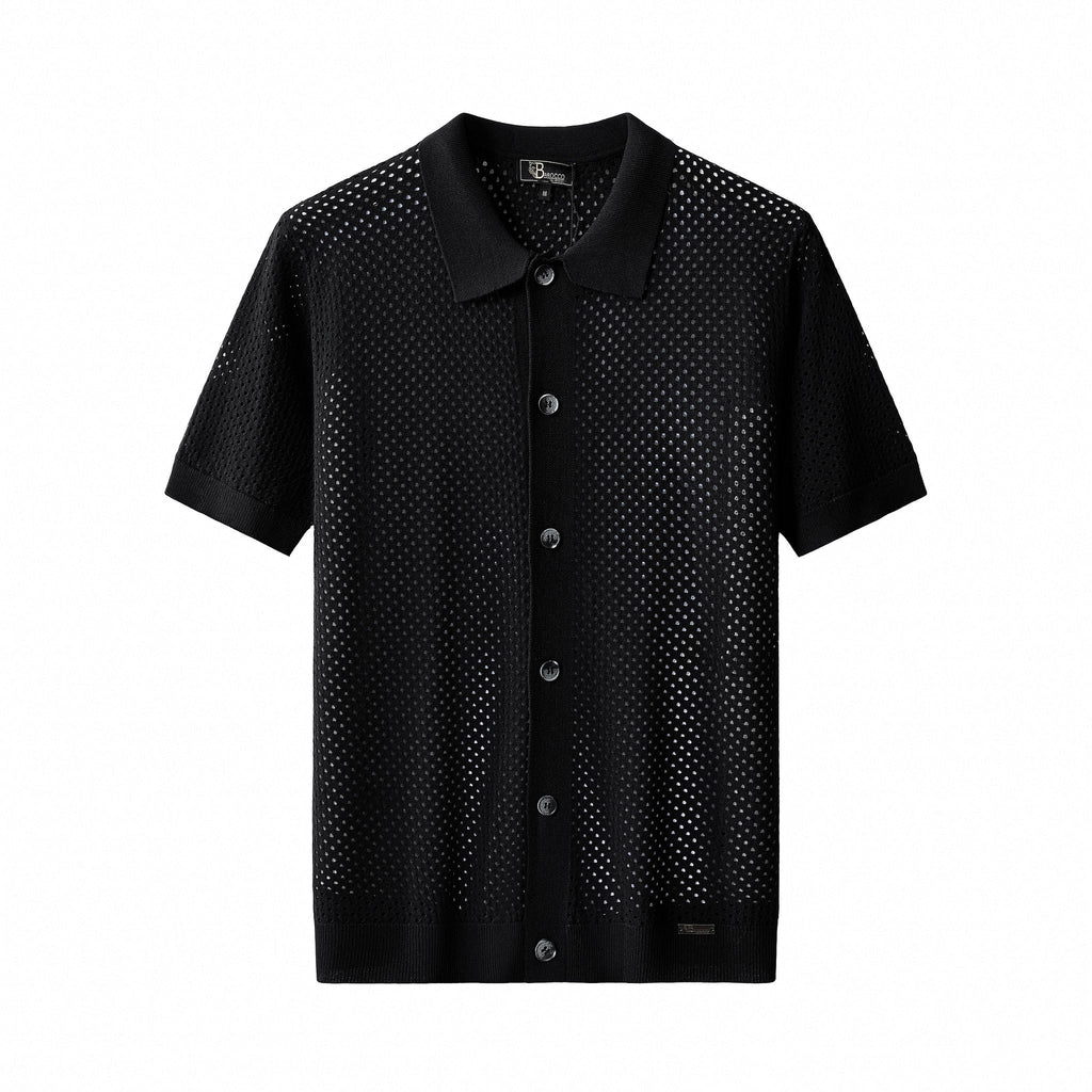 Riviera Mesh Knit SS Shirt BLACK