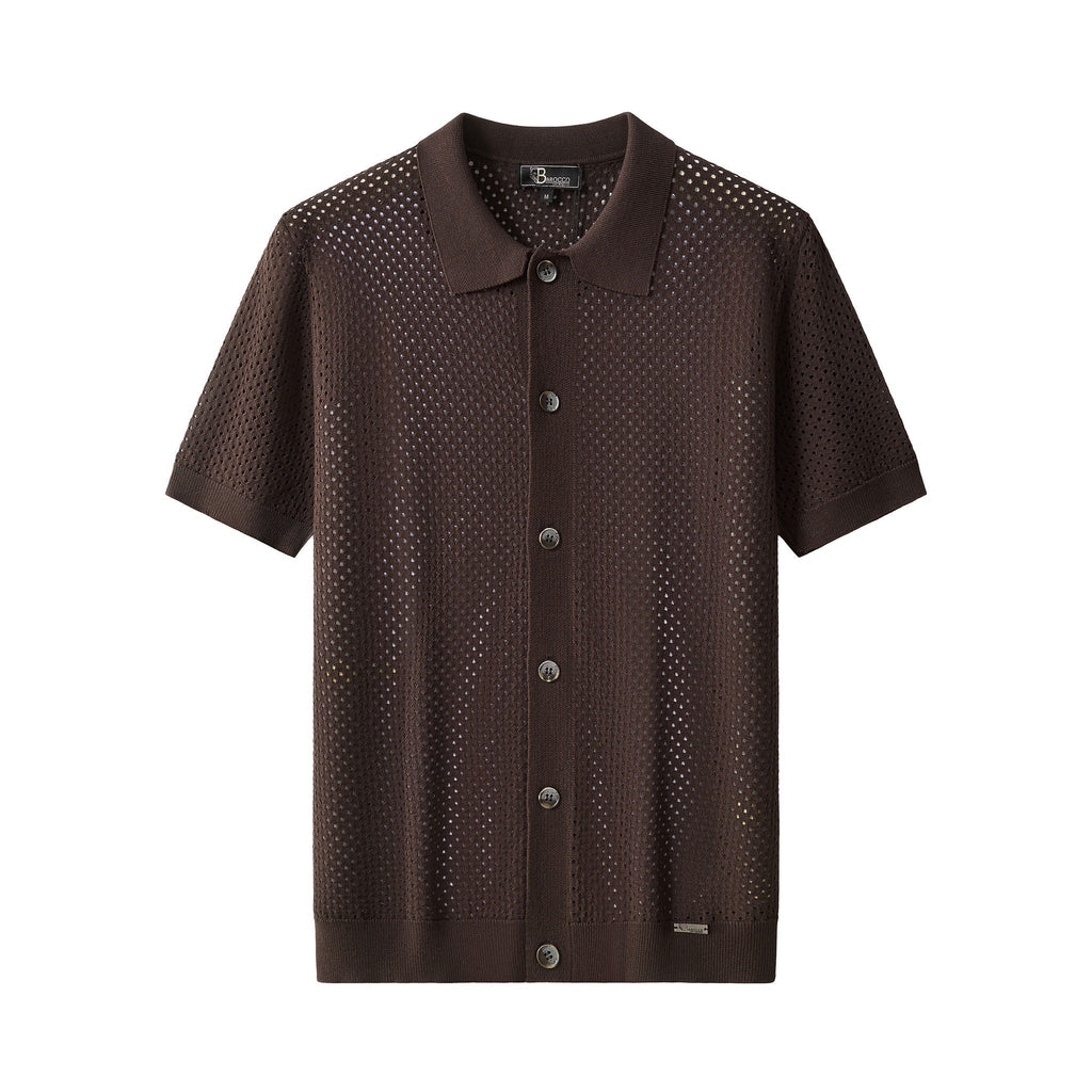 Riviera Mesh Knit SS Shirt COFFEE