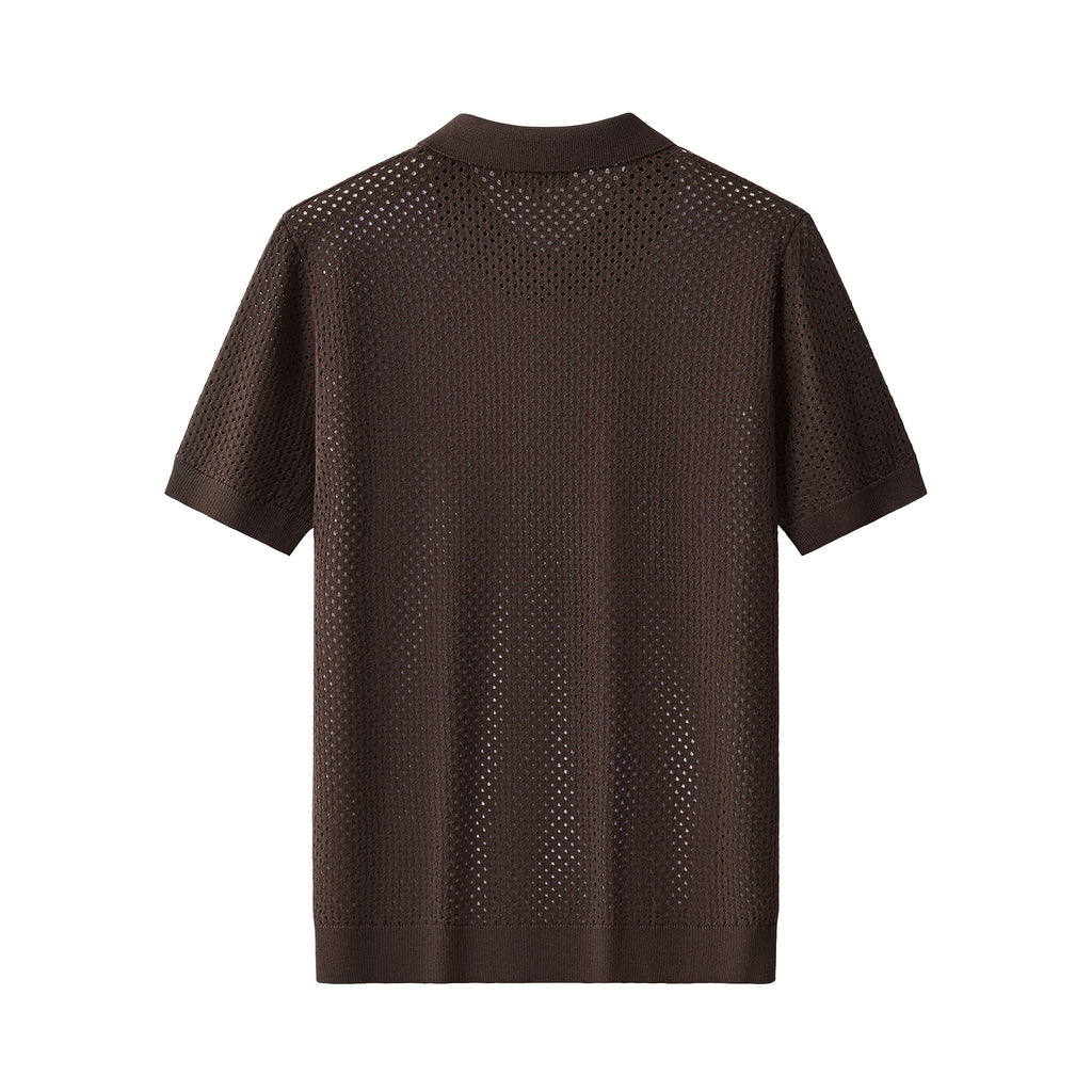 Riviera Mesh Knit SS Shirt COFFEE