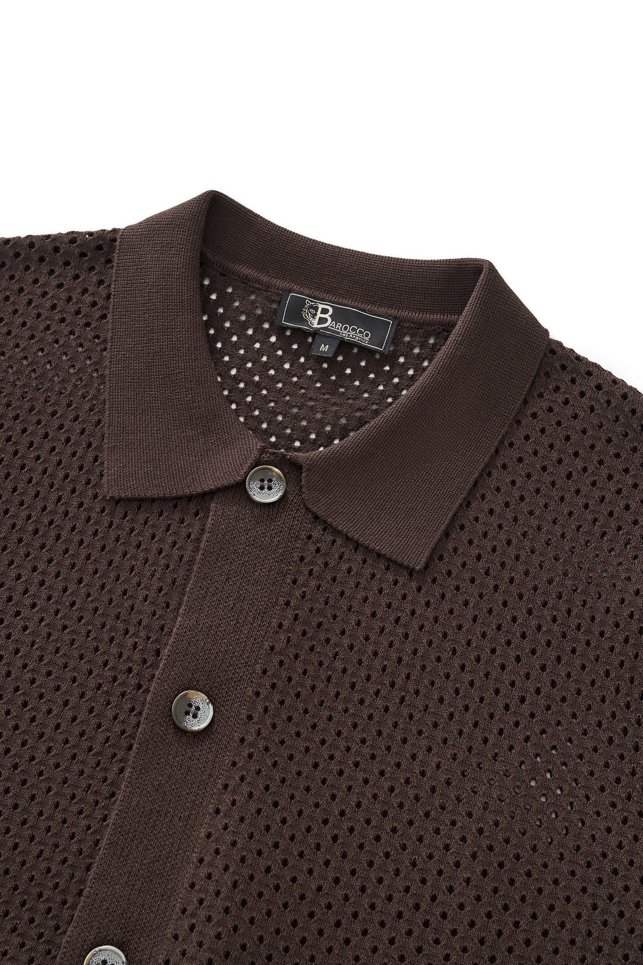 Riviera Mesh Knit SS Shirt COFFEE