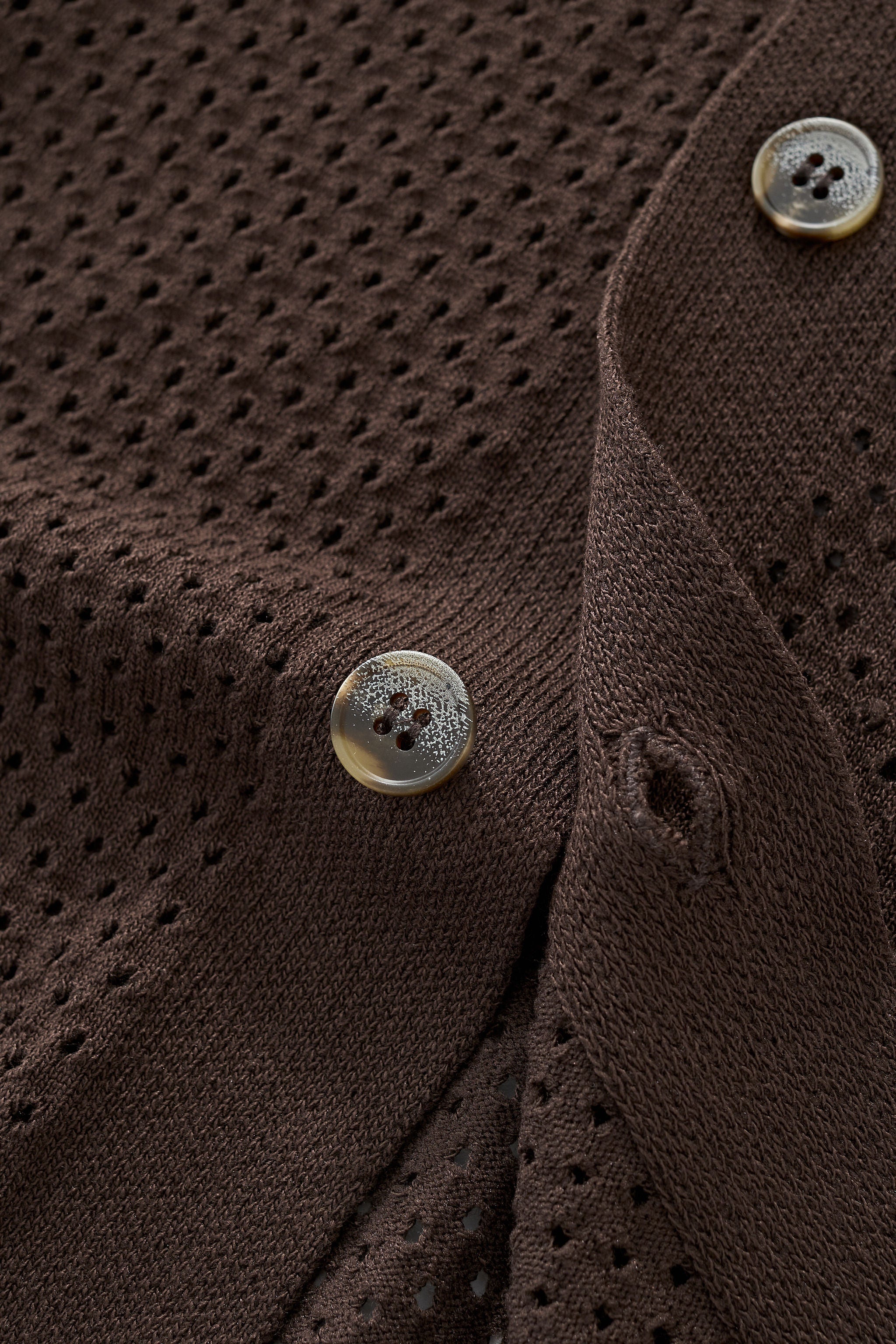 Riviera Mesh Knit SS Shirt COFFEE