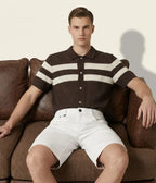 Marina Stripe Knit SS Shirt COFFEE