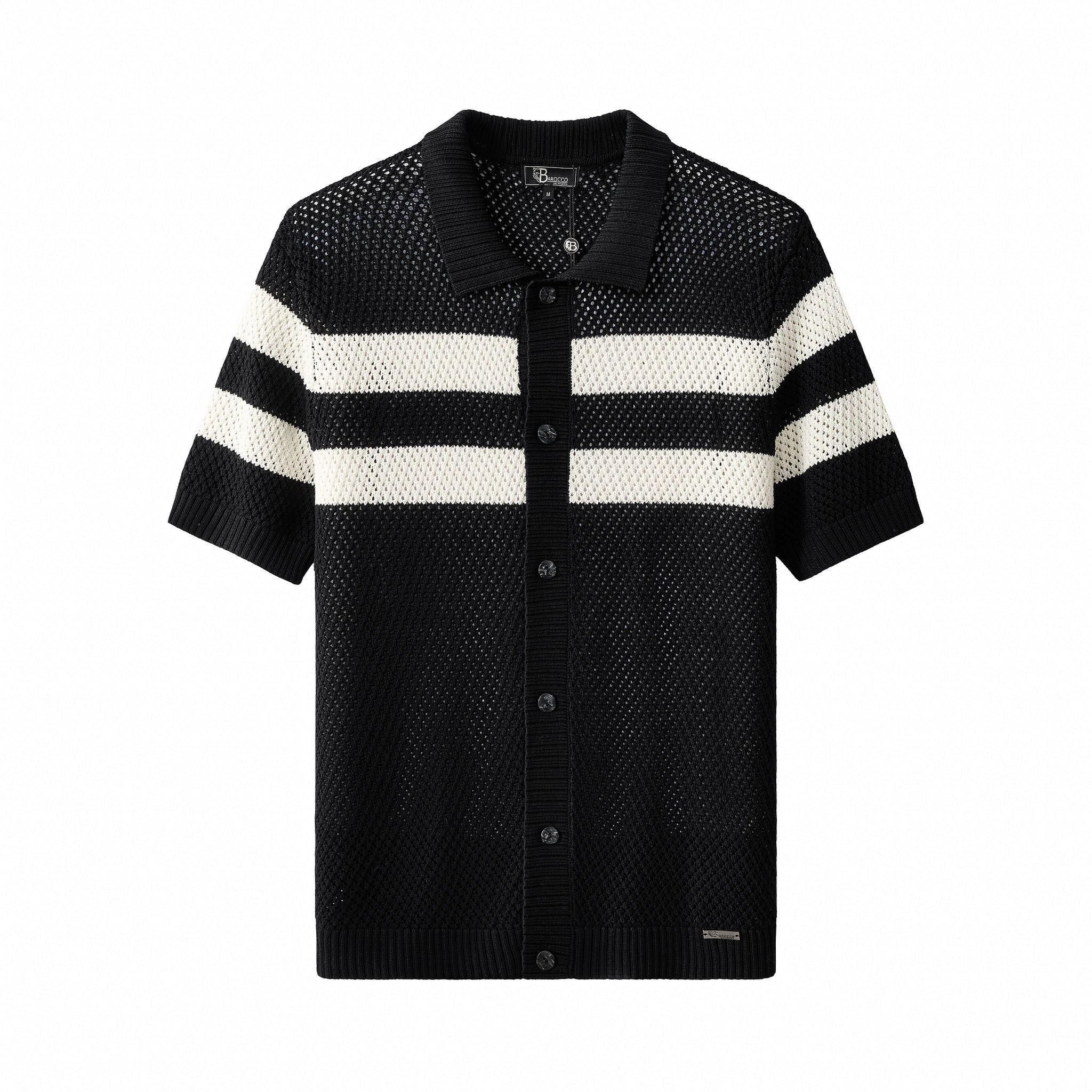 Marina Stripe Knit SS Shirt BLACK