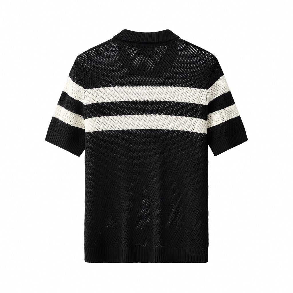 Marina Stripe Knit SS Shirt BLACK