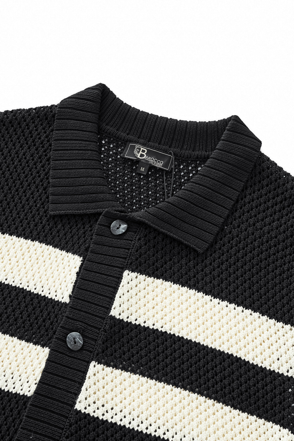Marina Stripe Knit SS Shirt BLACK
