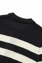 Marina Stripe Knit SS Shirt BLACK