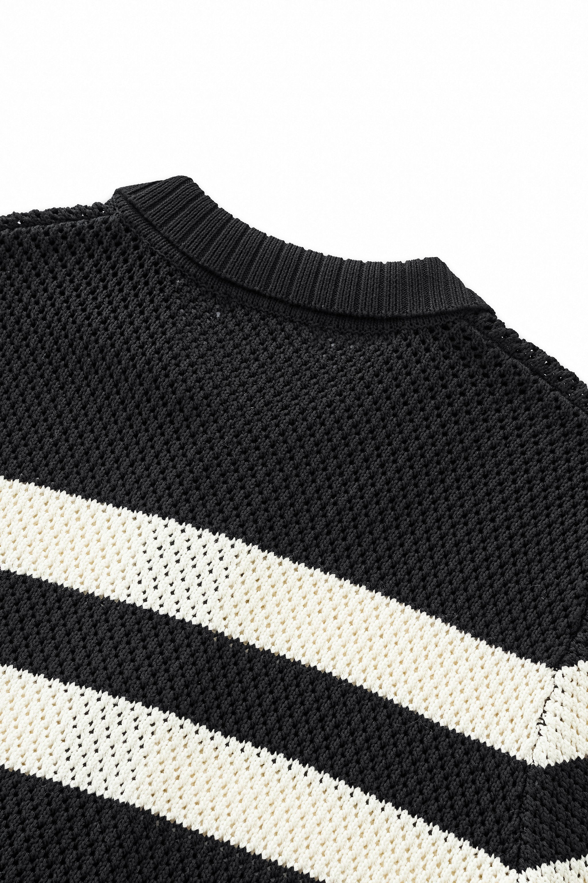 Marina Stripe Knit SS Shirt BLACK