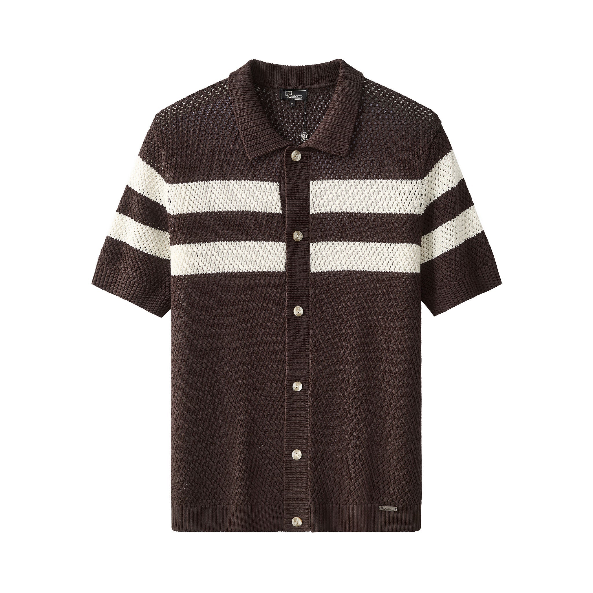 Marina Stripe Knit SS Shirt COFFEE