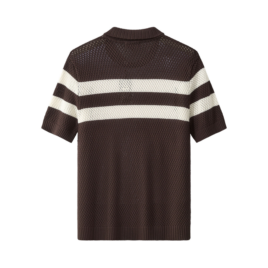Marina Stripe Knit SS Shirt COFFEE