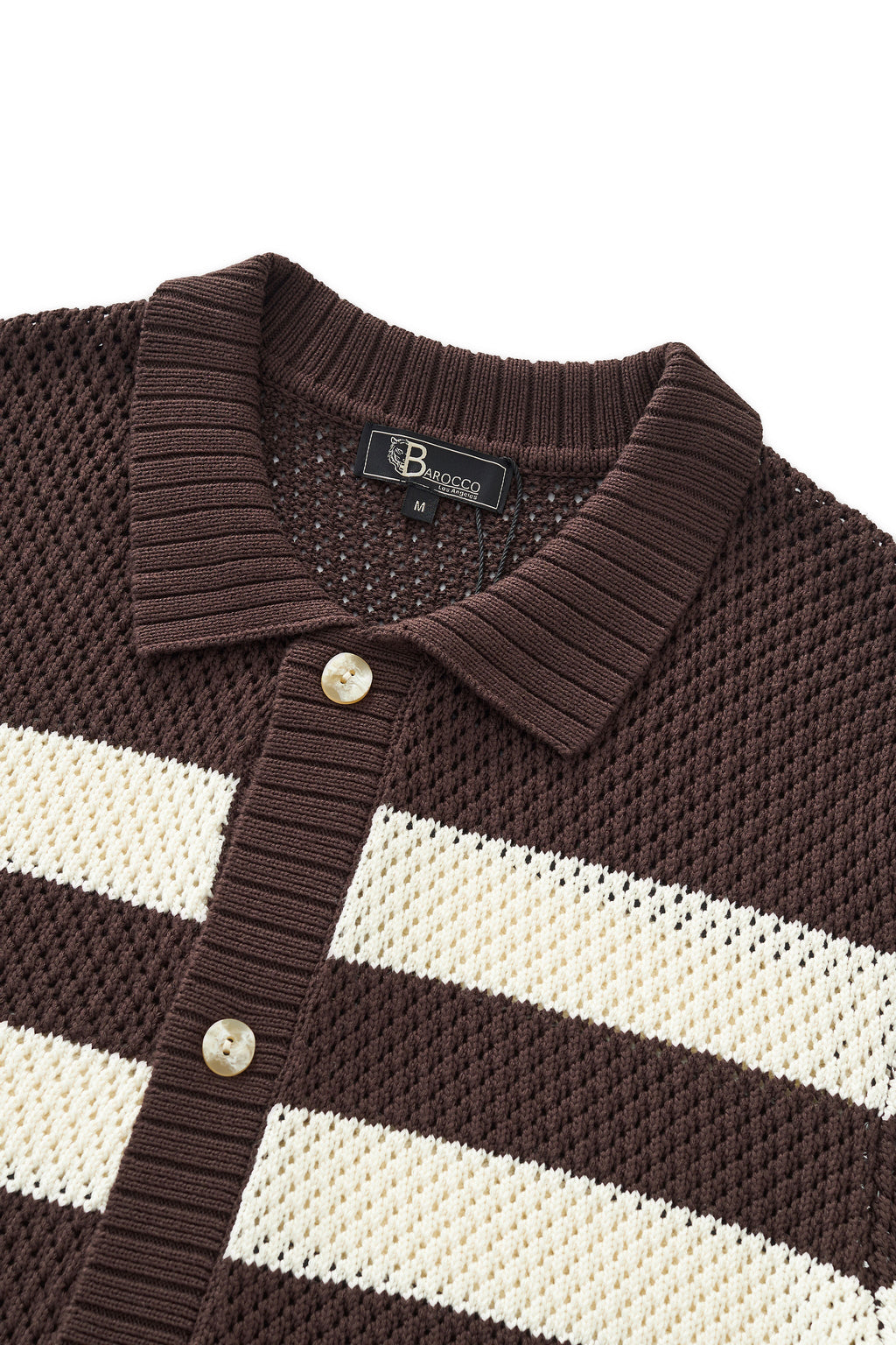 Marina Stripe Knit SS Shirt COFFEE
