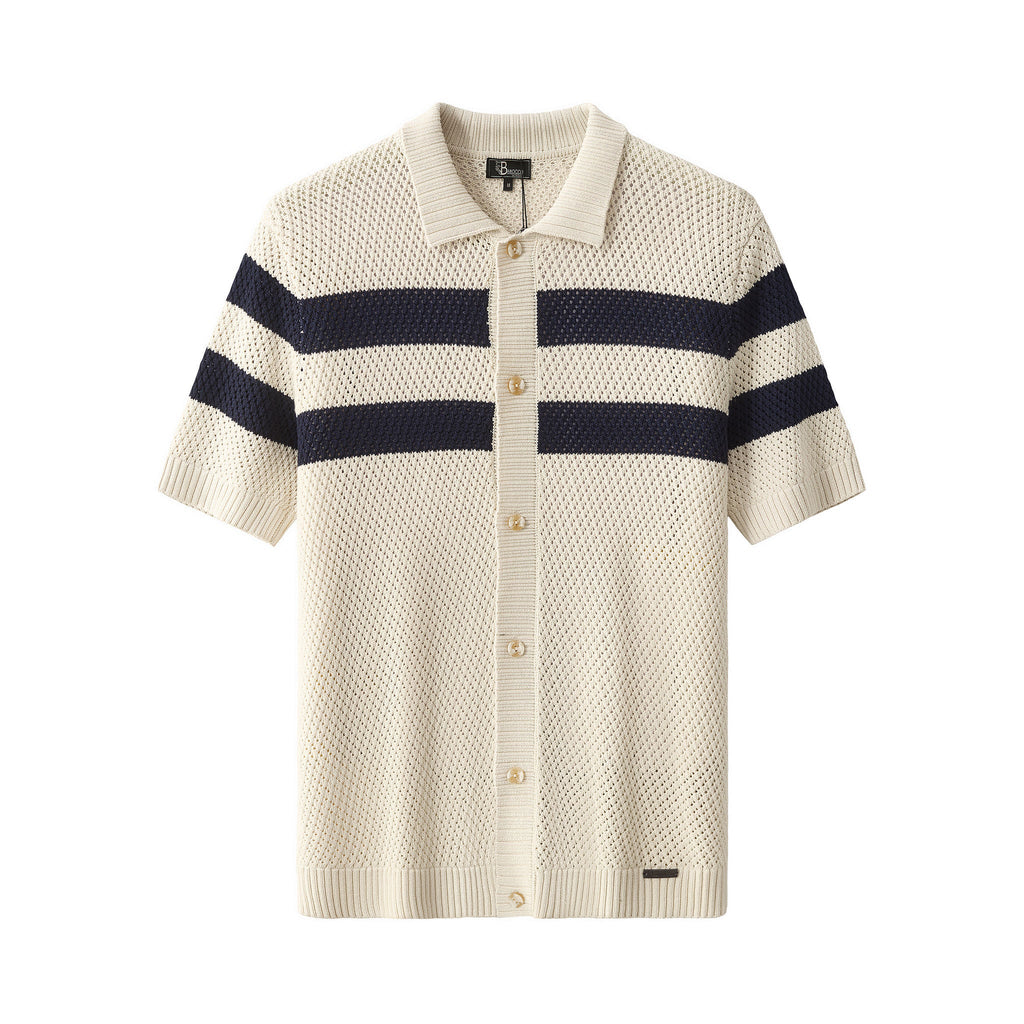 Marina Stripe Knit SS Shirt IVORY