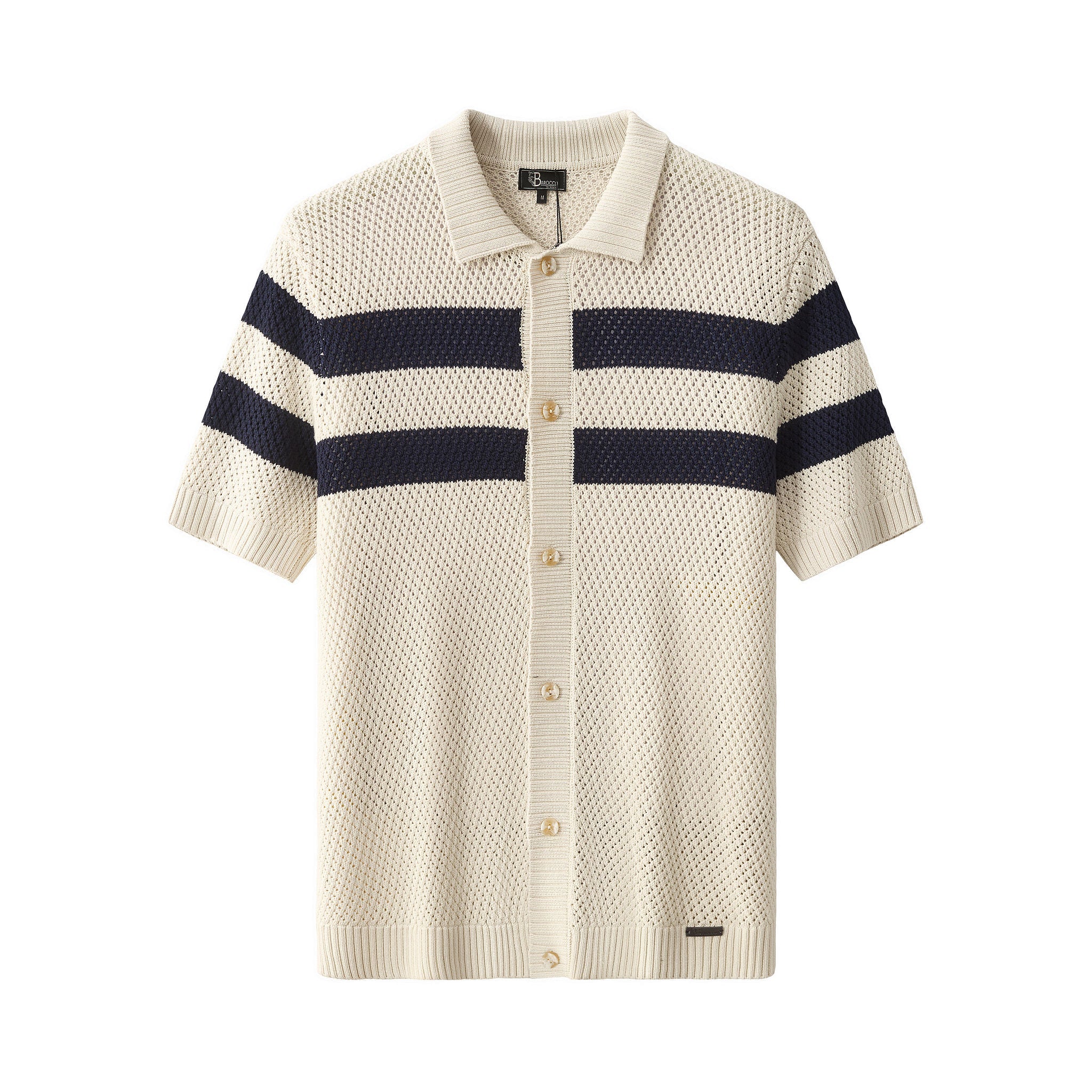 Marina Stripe Knit SS Shirt IVORY