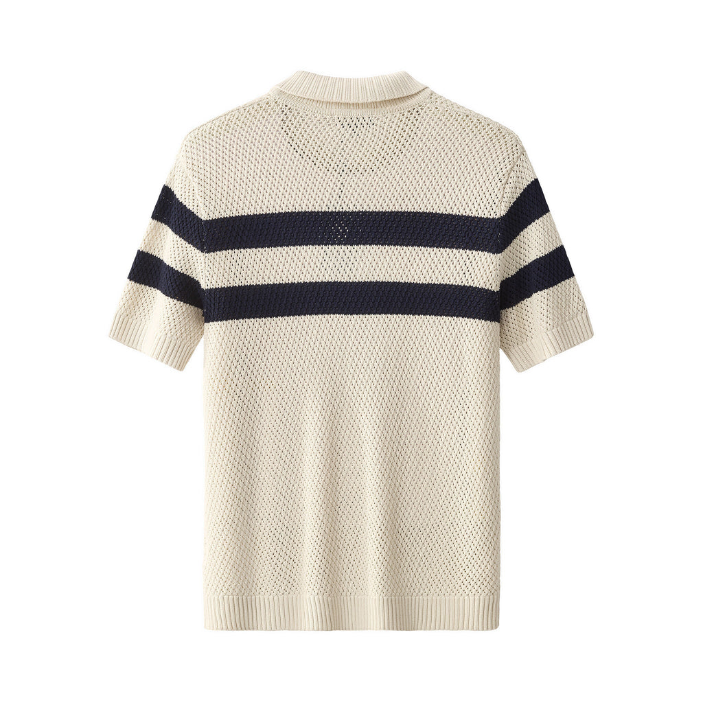 Marina Stripe Knit SS Shirt IVORY