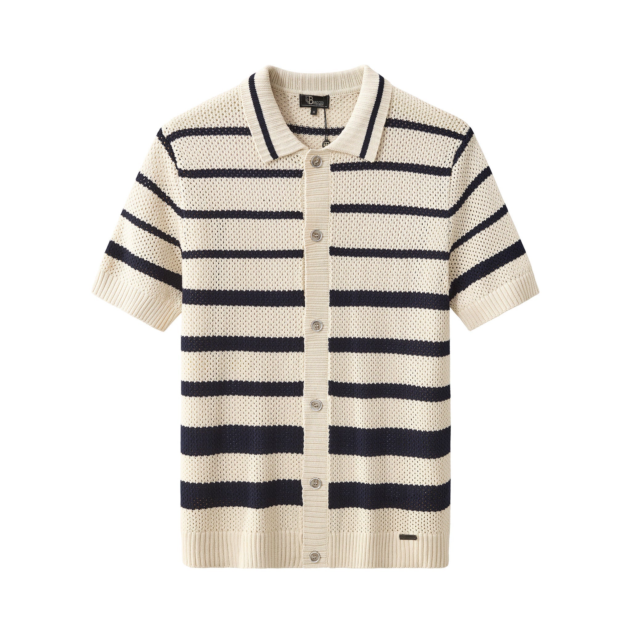 Regatta Mesh Stripe Knit SS Shirt IVORY