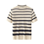 Regatta Mesh Stripe Knit SS Shirt IVORY