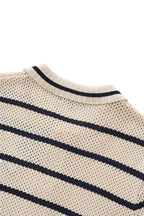 Regatta Mesh Stripe Knit SS Shirt IVORY