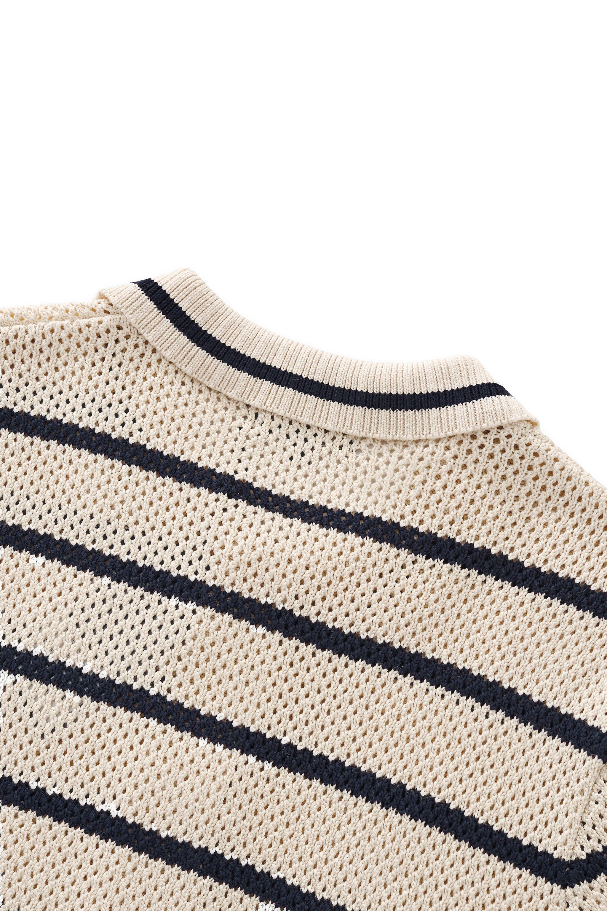 Regatta Mesh Stripe Knit SS Shirt IVORY