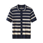 Regatta Mesh Stripe Knit SS Shirt NAVY