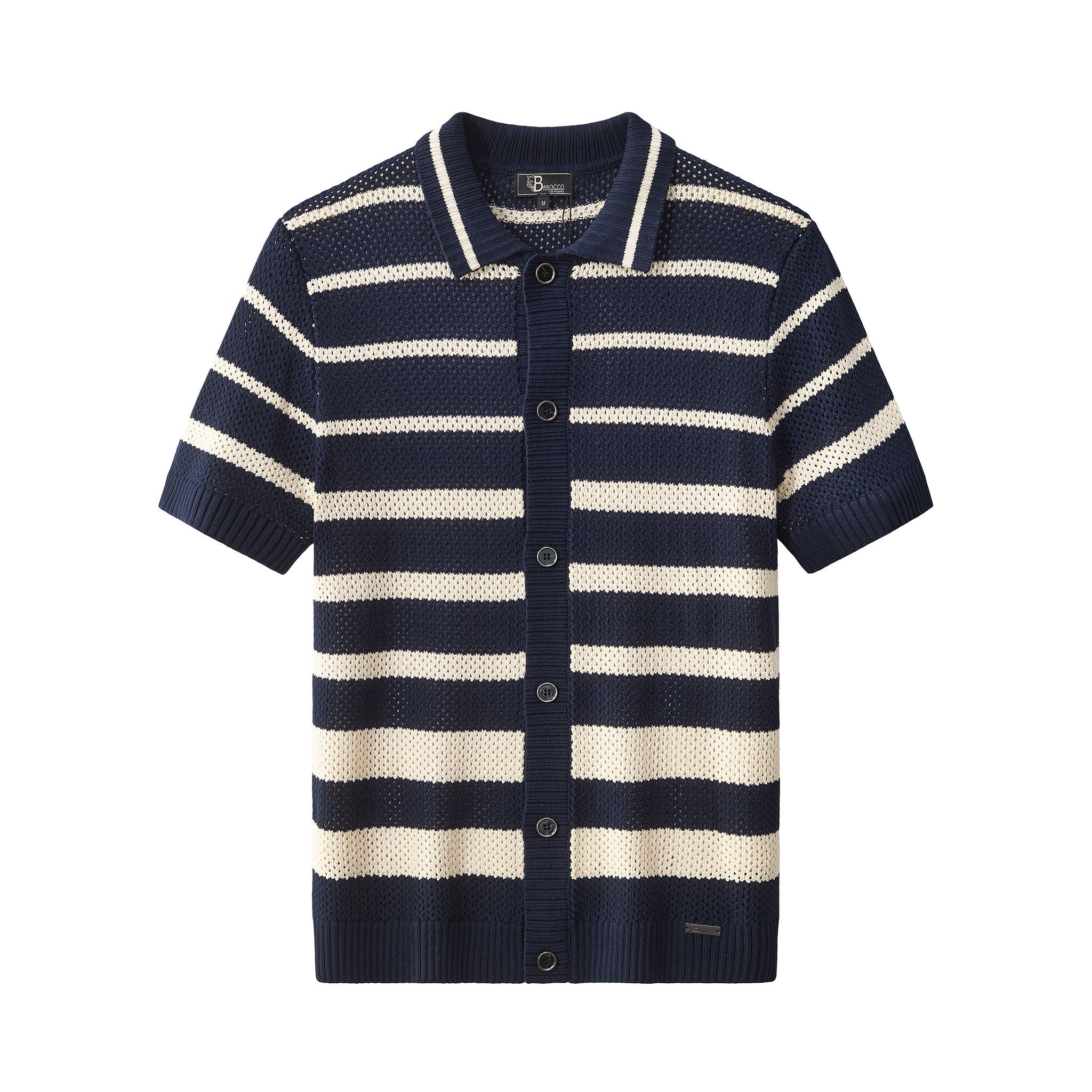 Regatta Mesh Stripe Knit SS Shirt NAVY