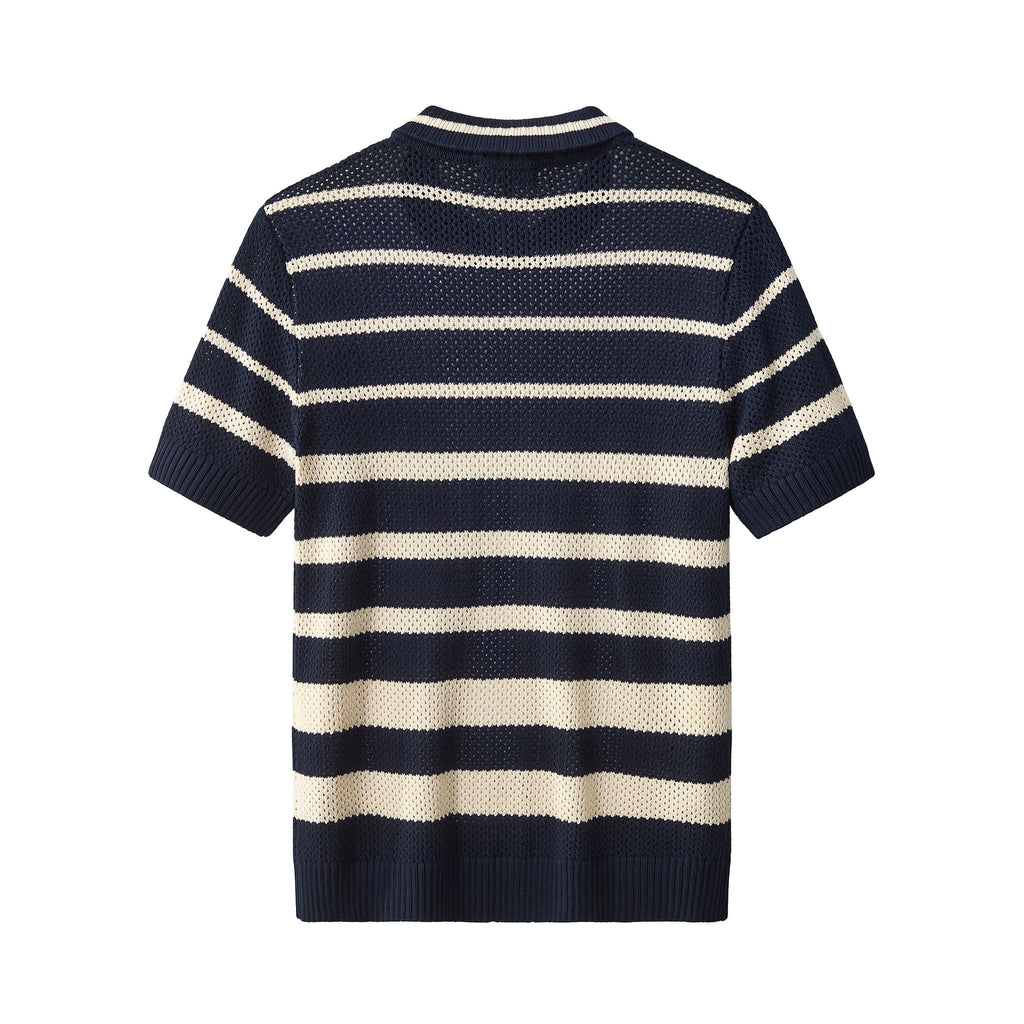 Regatta Mesh Stripe Knit SS Shirt NAVY