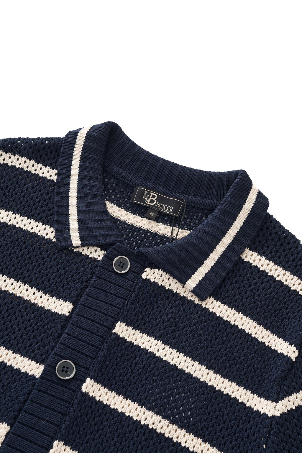 Regatta Mesh Stripe Knit SS Shirt NAVY