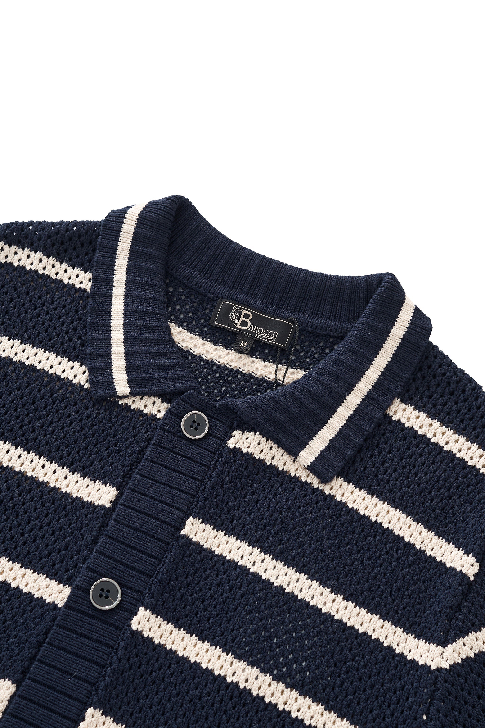Regatta Mesh Stripe Knit SS Shirt NAVY