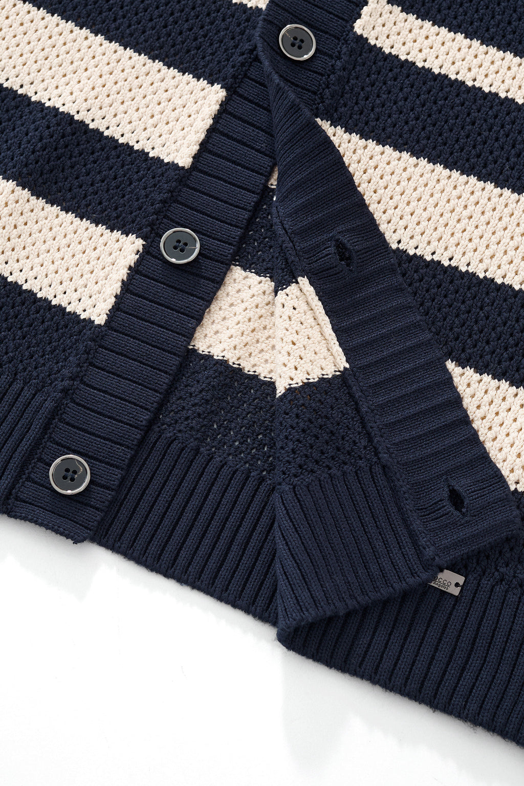 Regatta Mesh Stripe Knit SS Shirt NAVY