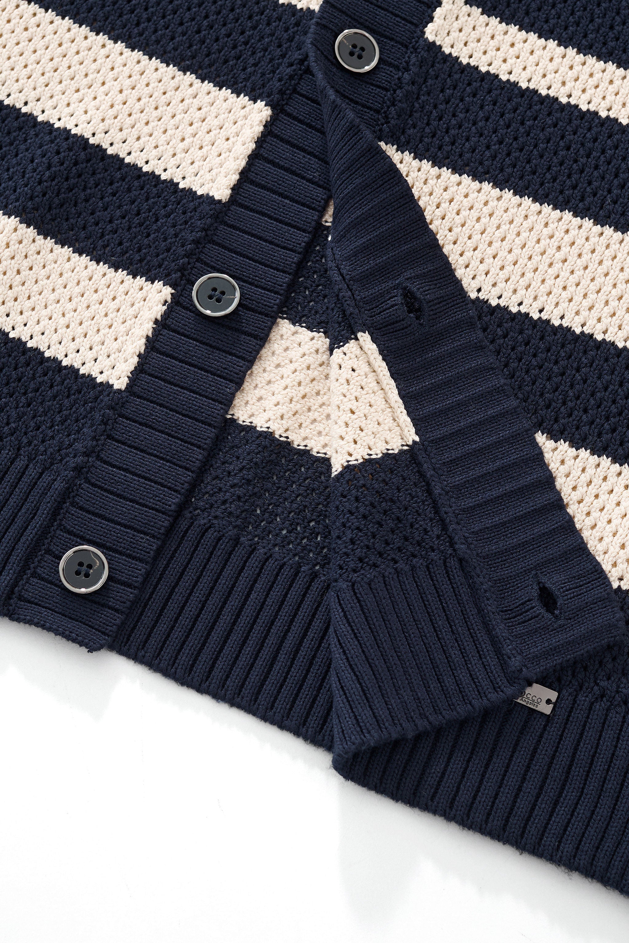 Regatta Mesh Stripe Knit SS Shirt NAVY
