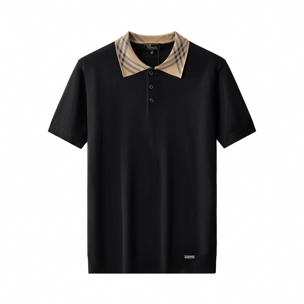 Imperial Collar Knit Polo BLACK