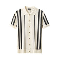 Riviera Stripe Mesh Knit SS Shirt IVORY