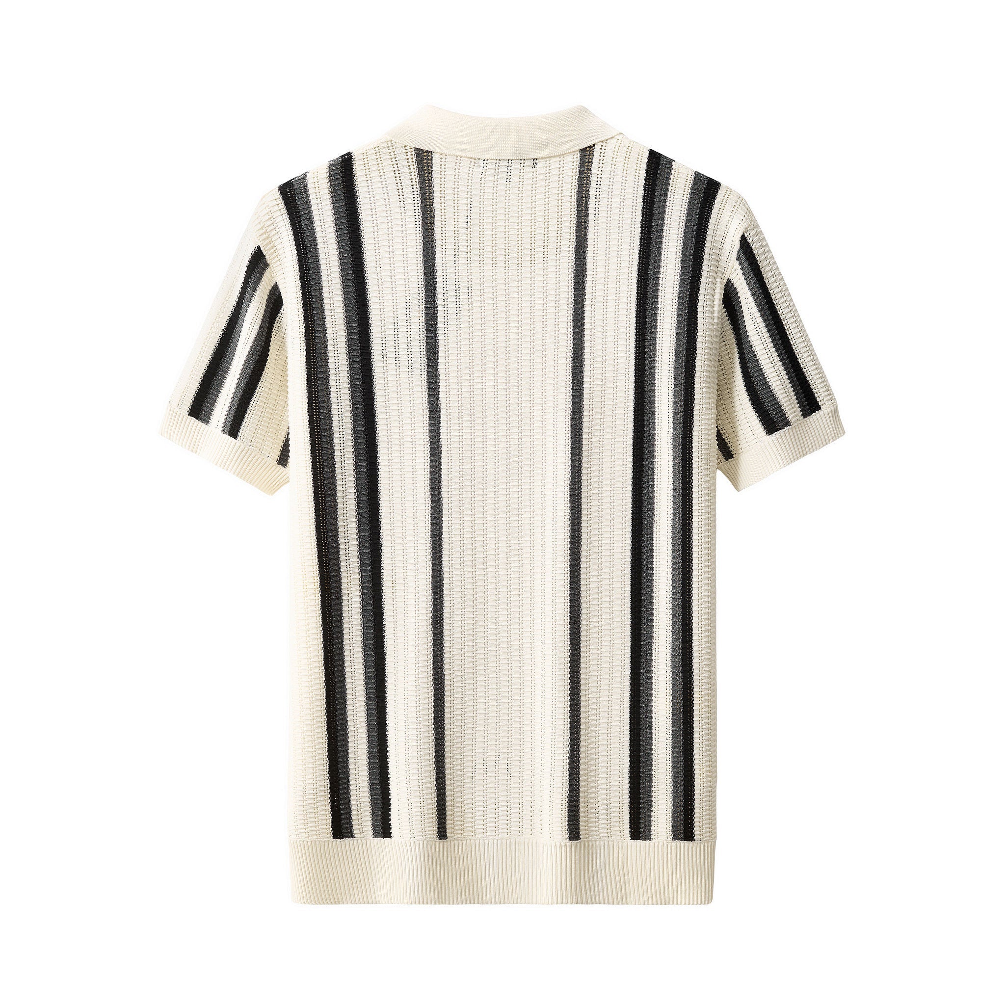 Riviera Stripe Mesh Knit SS Shirt IVORY