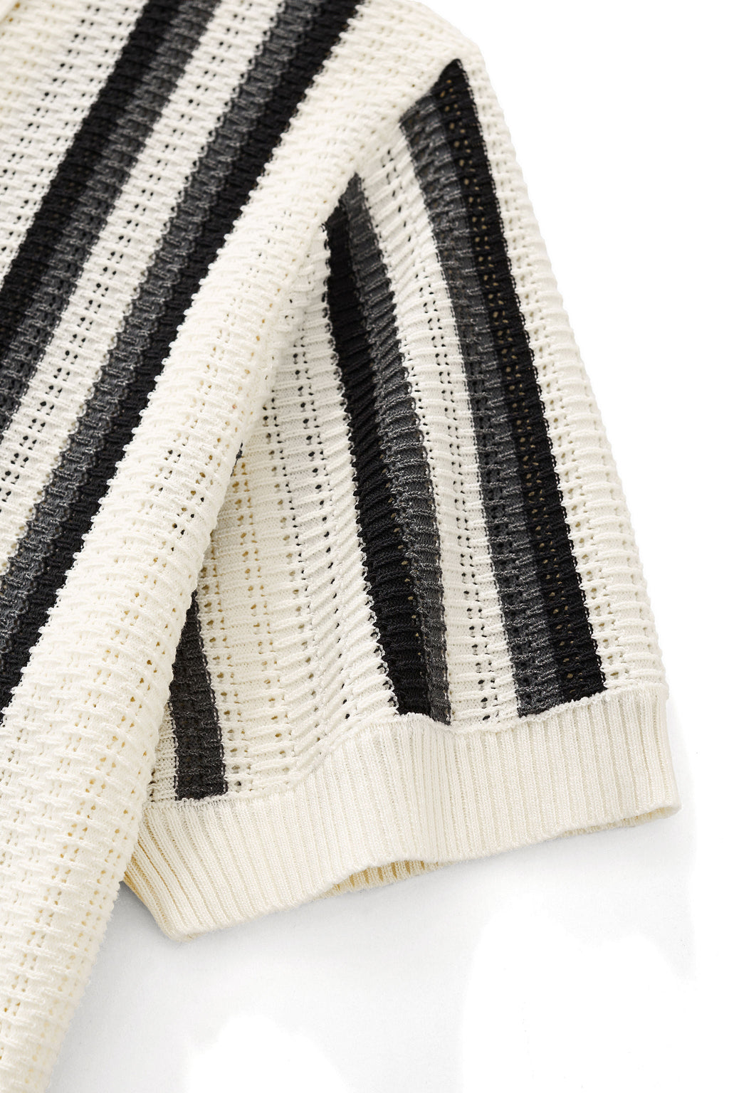 Riviera Stripe Mesh Knit SS Shirt IVORY