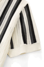 Riviera Stripe Mesh Knit SS Shirt IVORY