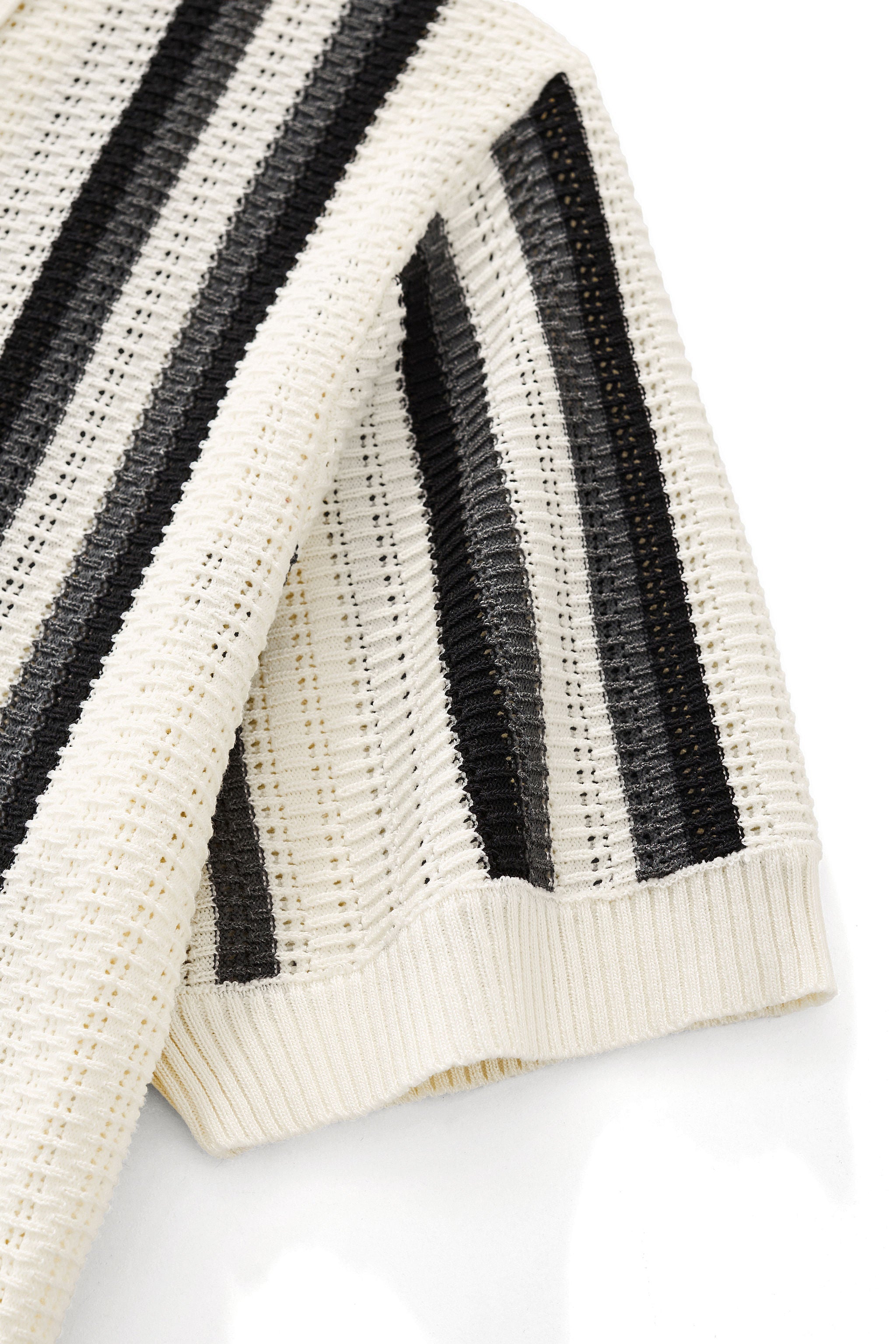 Riviera Stripe Mesh Knit SS Shirt IVORY