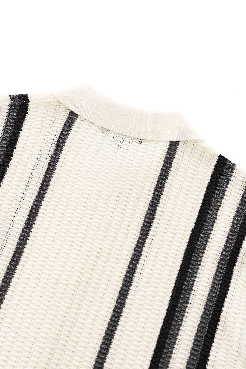 Riviera Stripe Mesh Knit SS Shirt IVORY