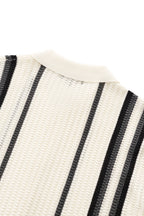 Riviera Stripe Mesh Knit SS Shirt IVORY