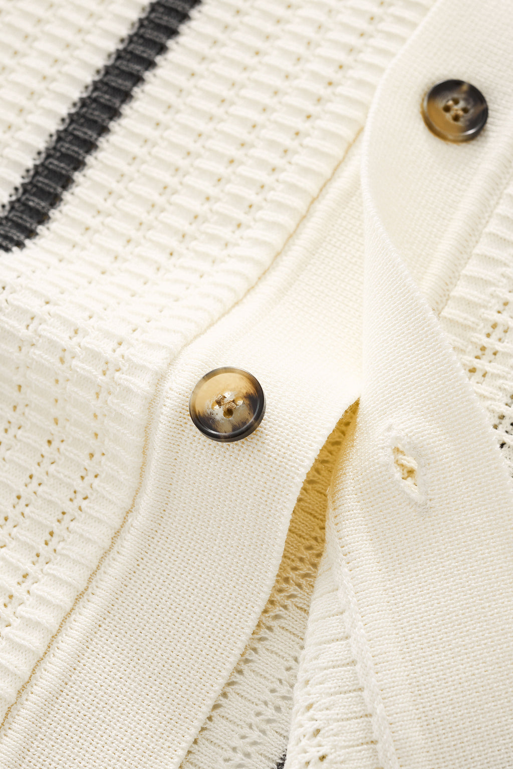 Riviera Stripe Mesh Knit SS Shirt IVORY