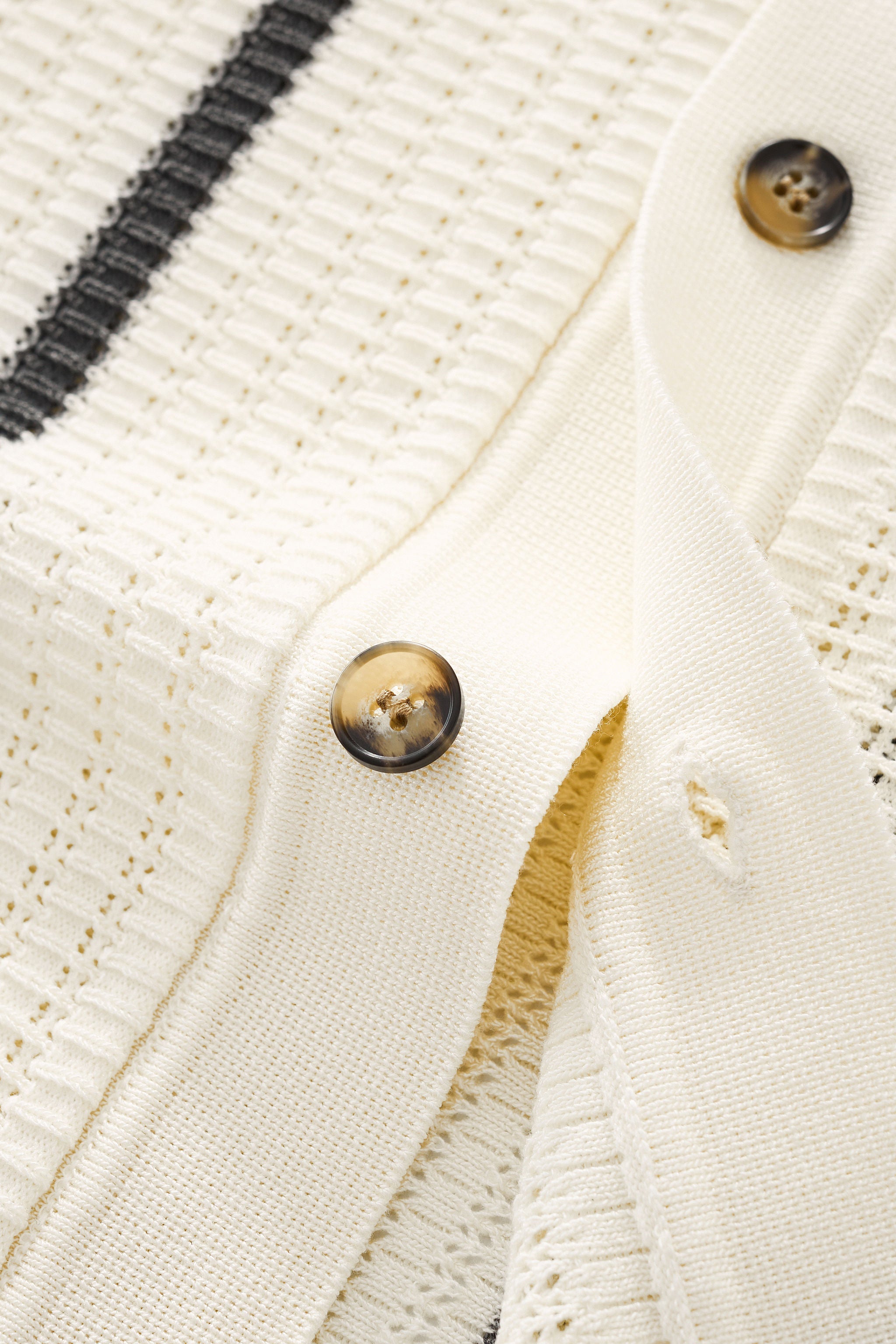 Riviera Stripe Mesh Knit SS Shirt IVORY