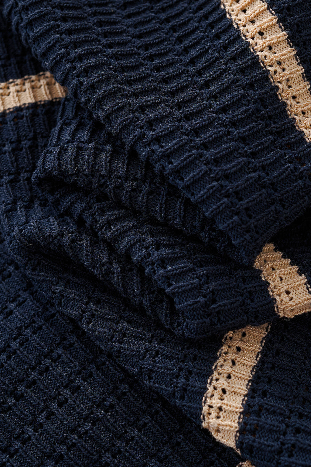 Riviera Stripe Mesh Knit SS Shirt NAVY
