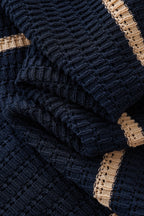 Riviera Stripe Mesh Knit SS Shirt NAVY