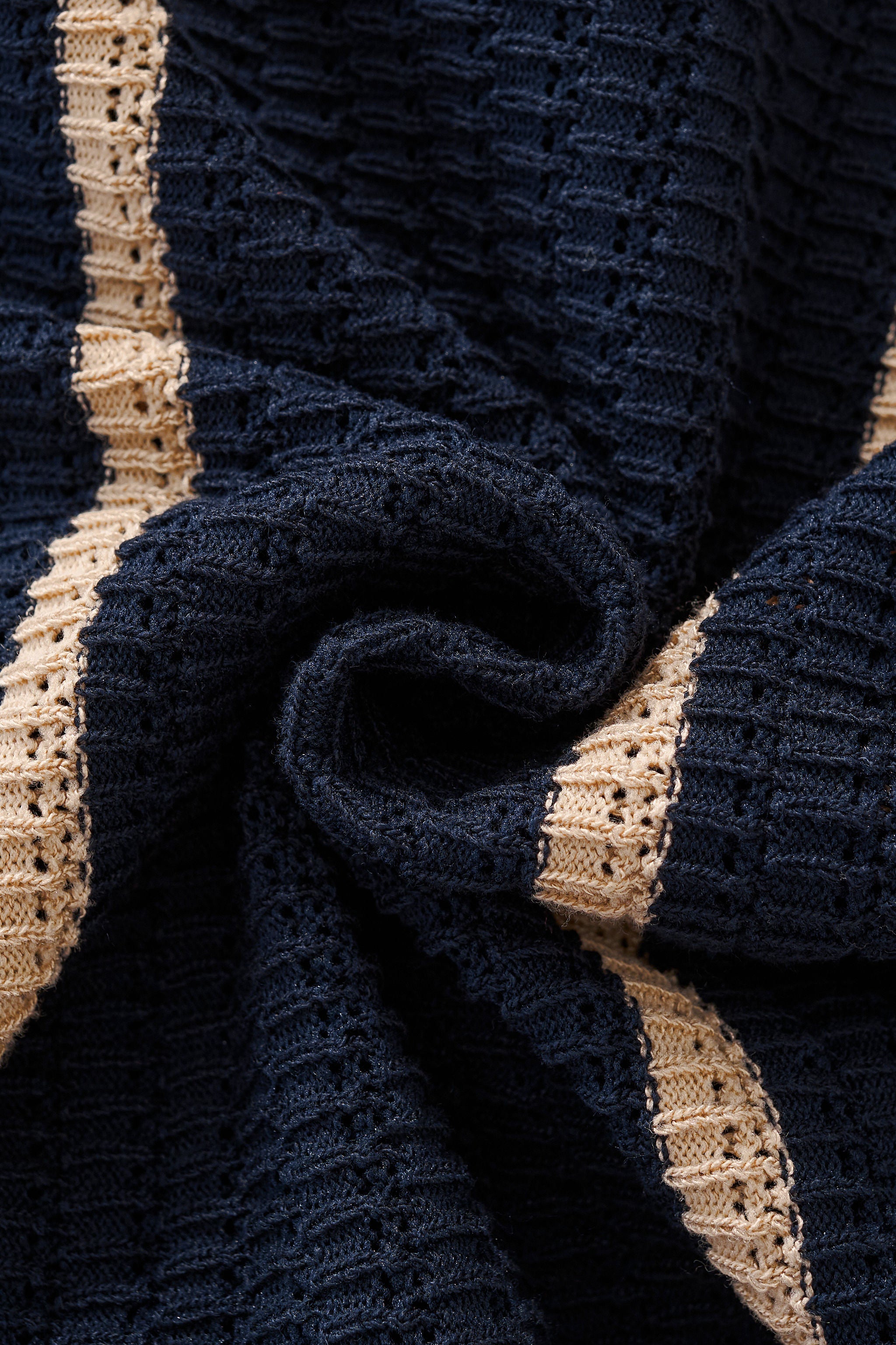 Riviera Stripe Mesh Knit SS Shirt NAVY